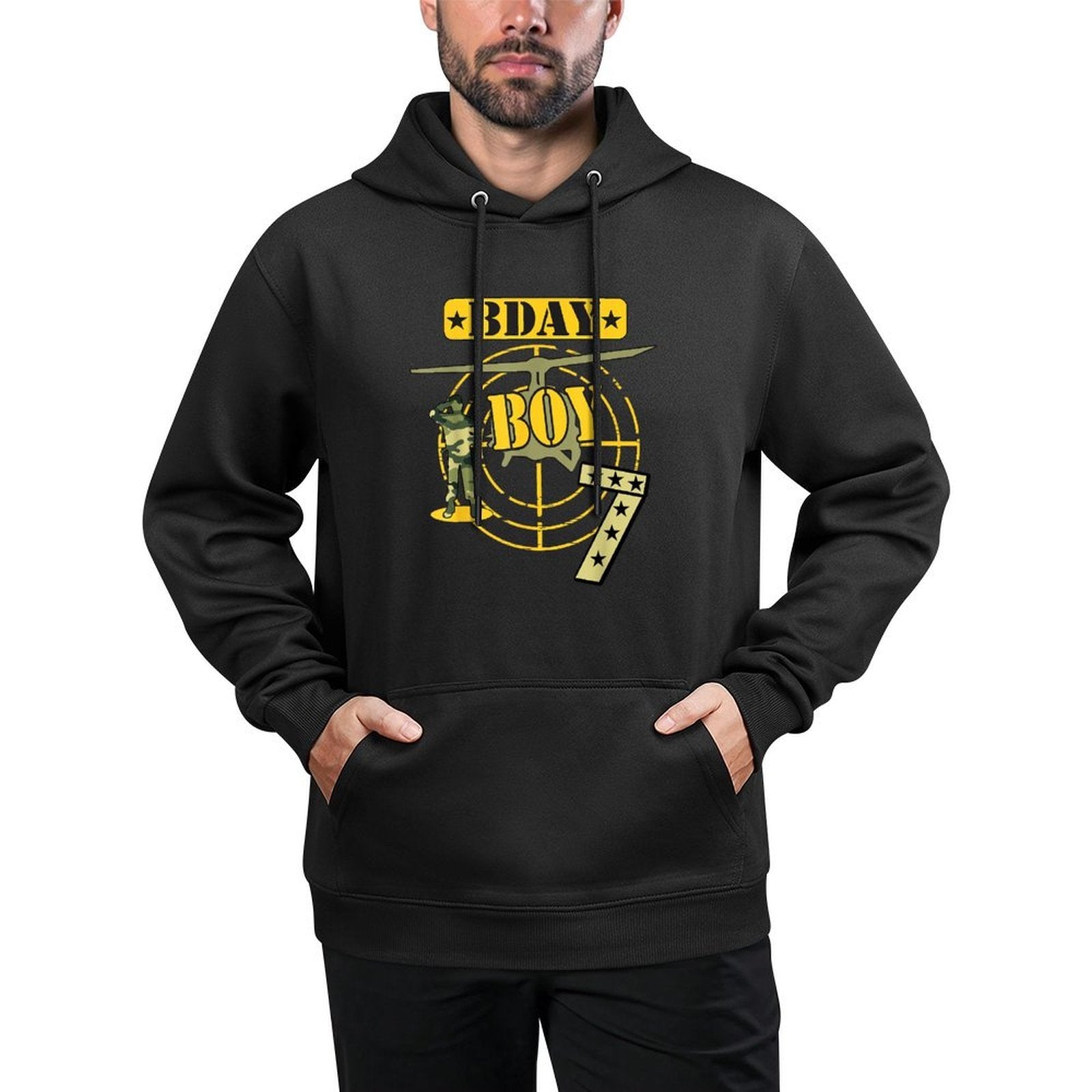7th Birthday Boy Camouflage-Seven Years Old Army Kids- Shape Retention Hoodie