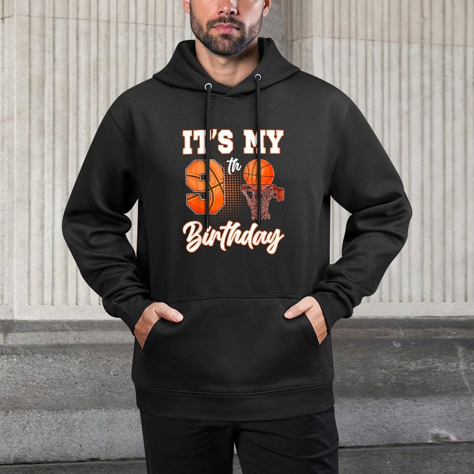Its My 9th Birthday Basketball Theme Party 9 Years Old Breathable Fabric Hoodie