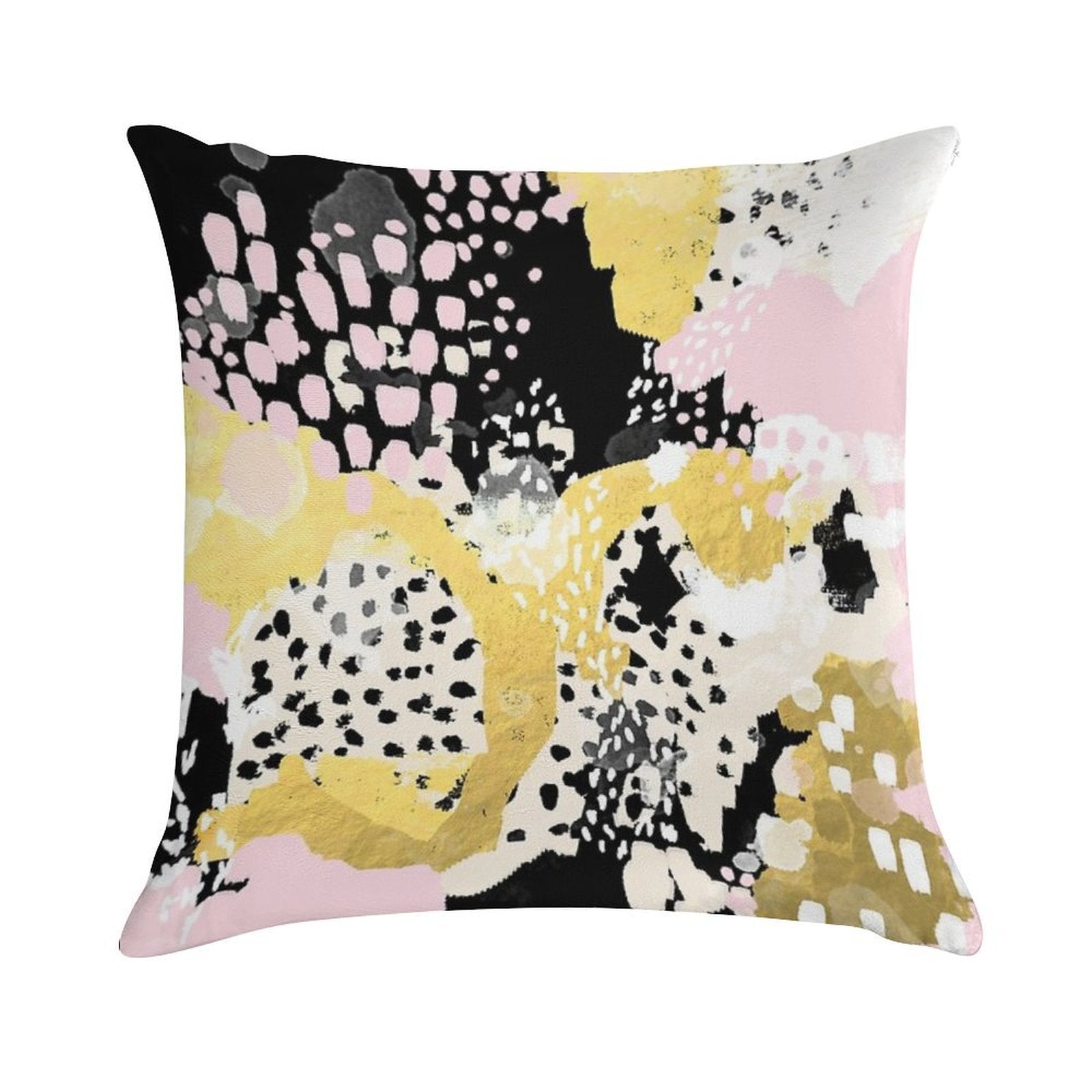 Simone - Abstract Painting Gold Foil Trendy Hipster Pastel Pink Modern Trendy Colors Decor College Soft Multiple Sizes Throw Pillow