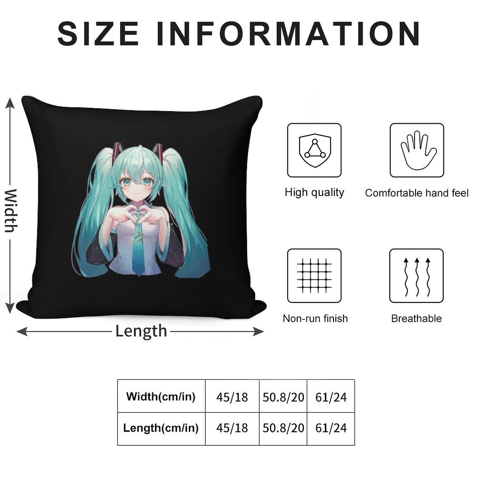 Hatsune Miku Soft Reinforced Edging Throw Pillow