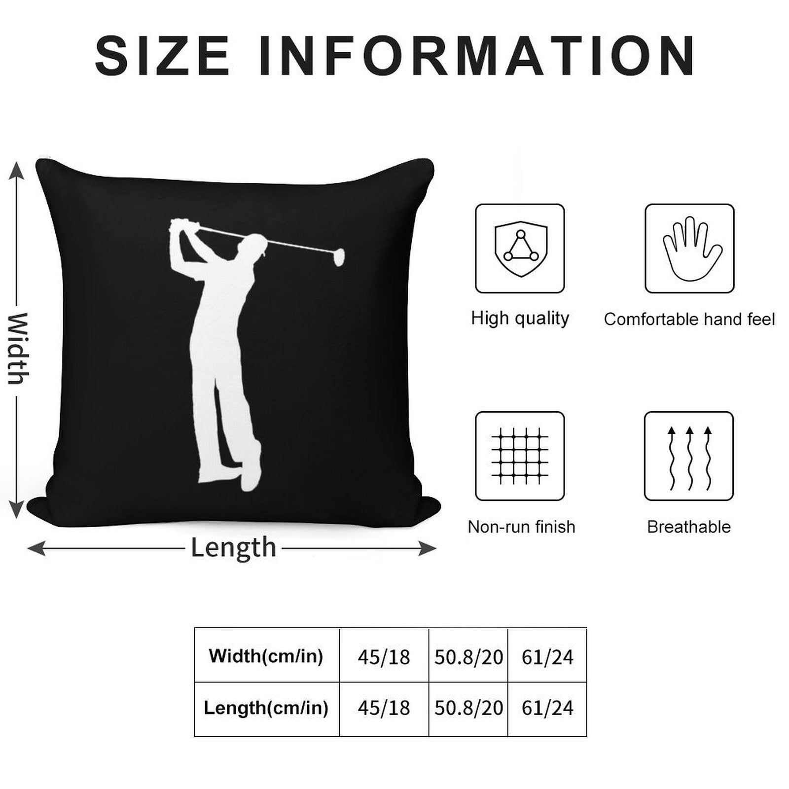Golfer Soft Durable Construction Throw Pillow