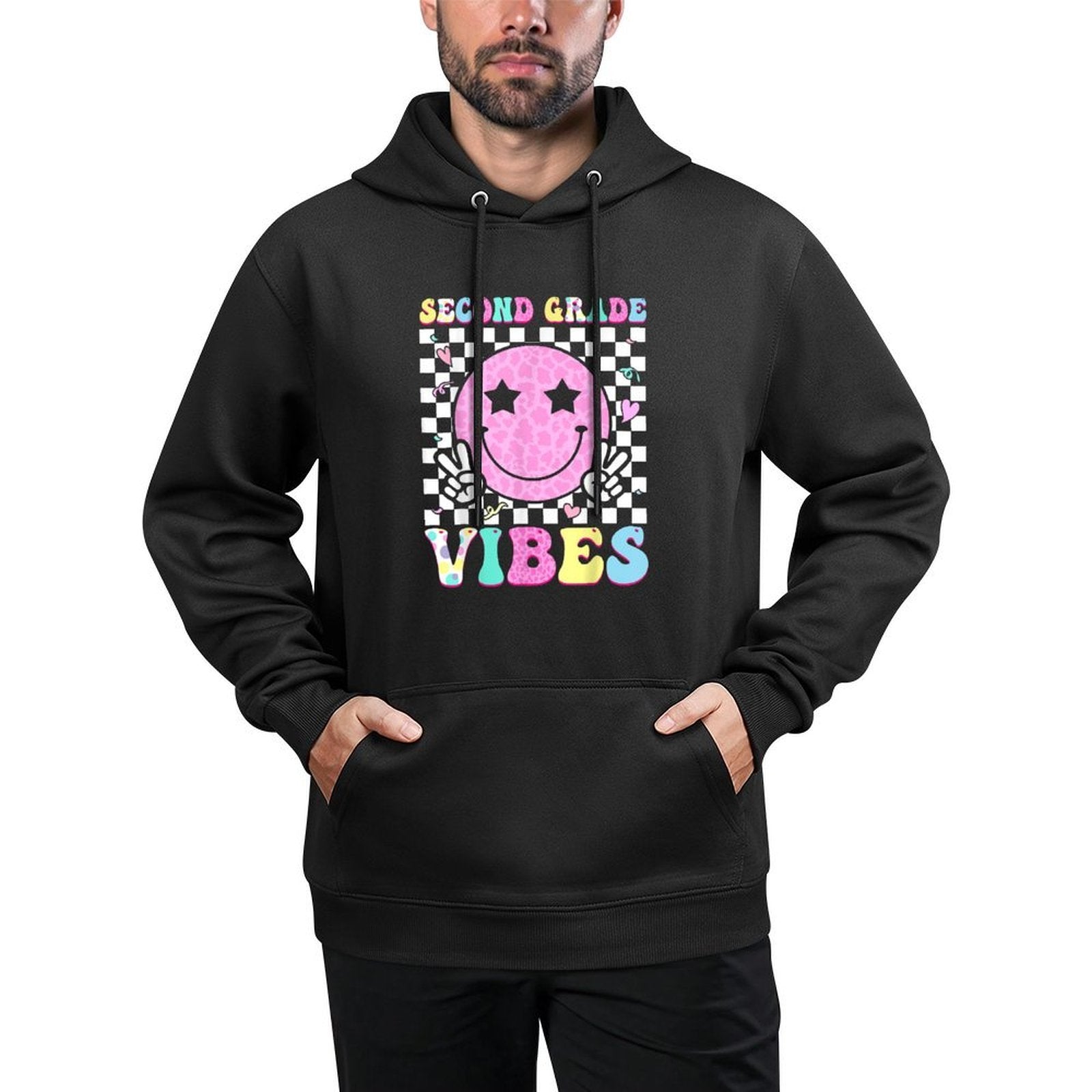 Second Grade Vibes Groovy Back to School 2nd Grade Girls Kid Colorfast Hoodie