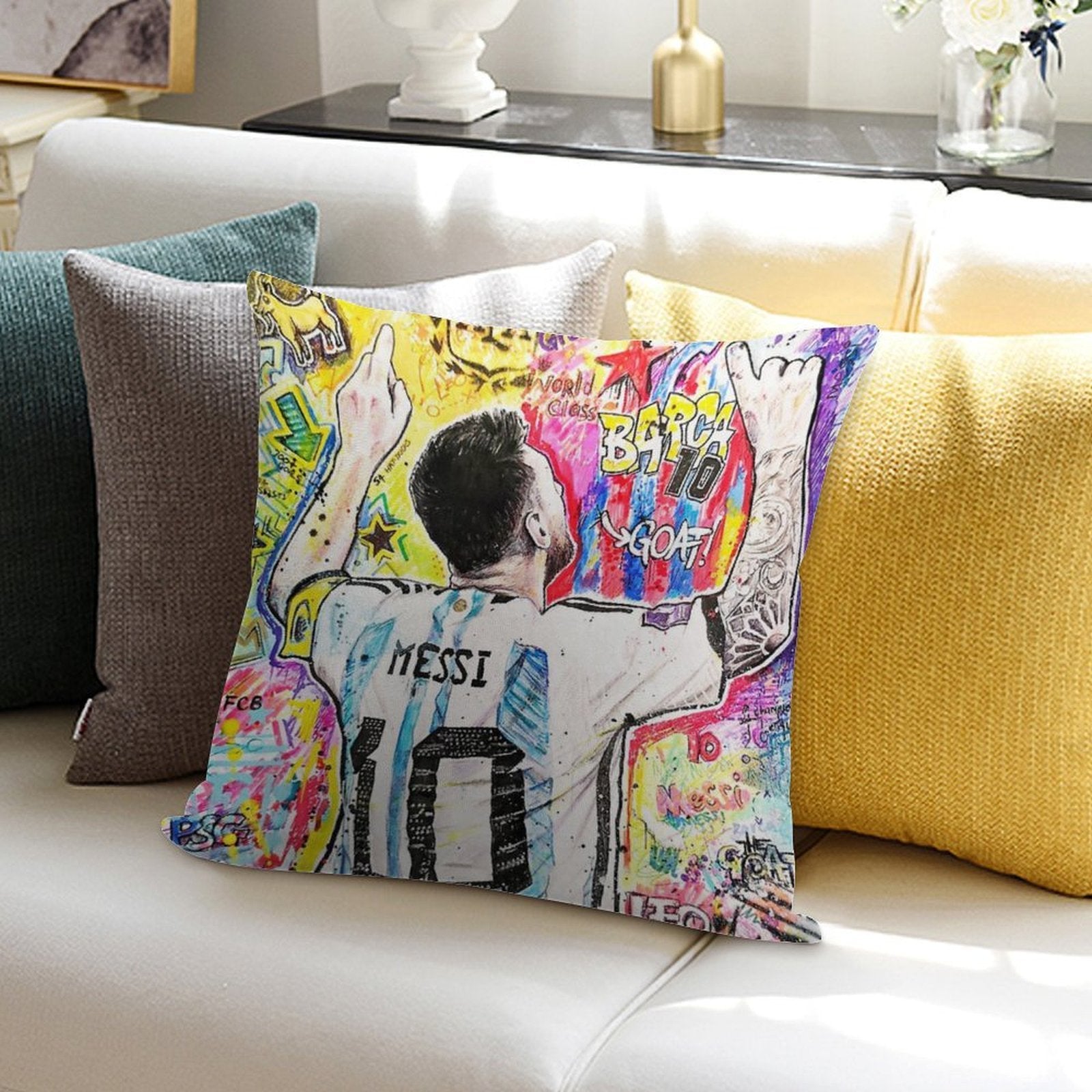 Lionel Messi Soft Gift Ready Throw Pillow