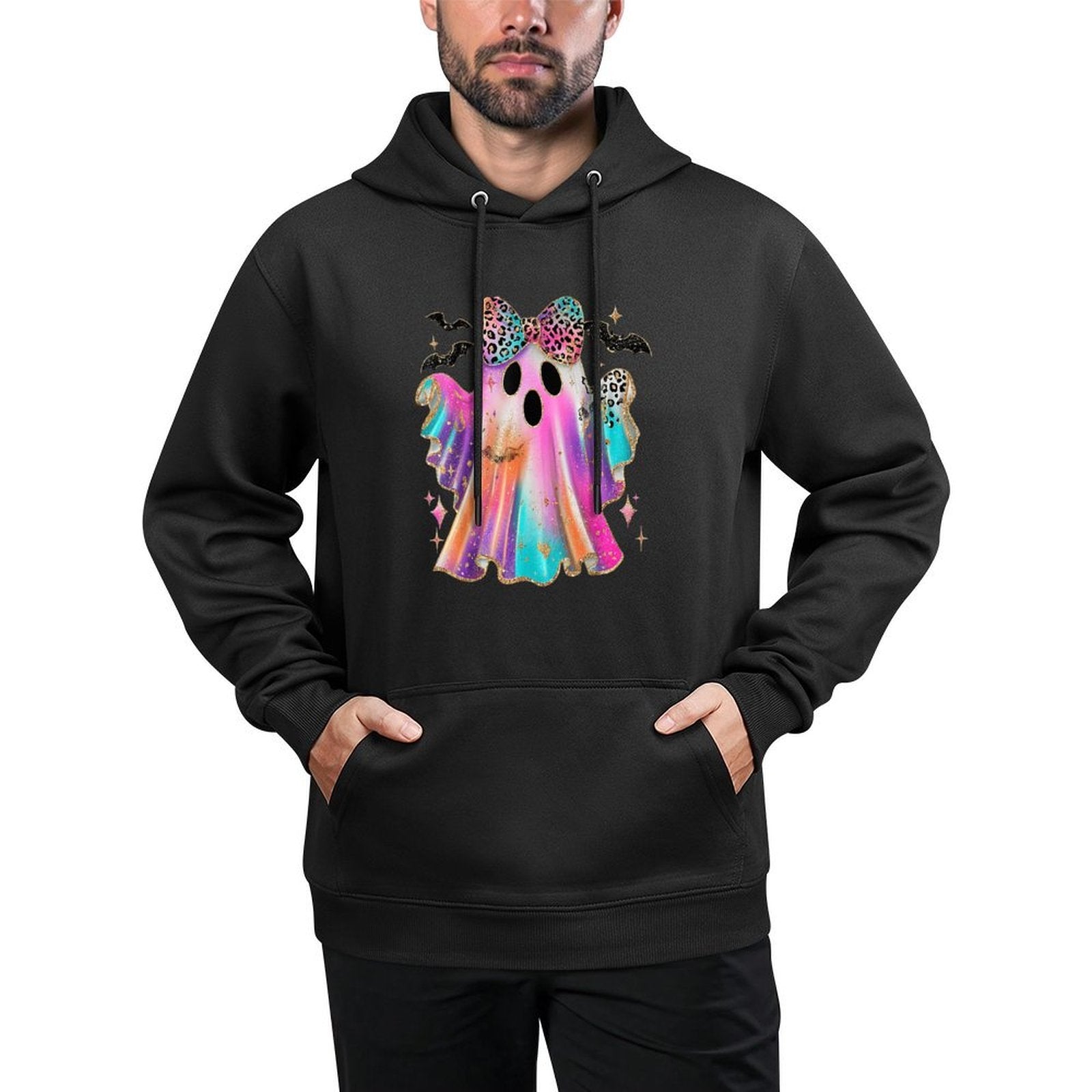 Leopard Coquette Ghost Halloween Spooky Season Fall Autumn Adjustable Hood Hoodie