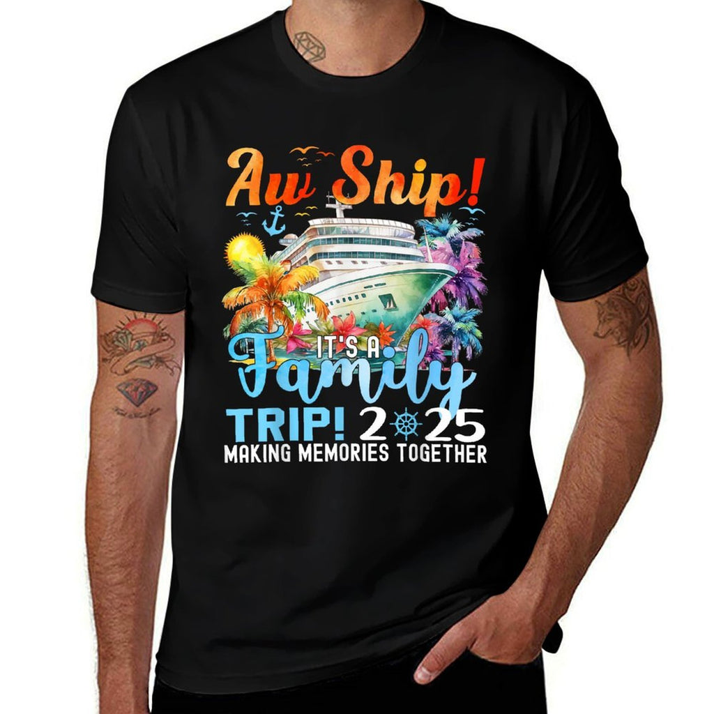 Aw Ship Fun Family Trip 2025 Summer Matching Family Cruise  Quick-drying T-Shirt