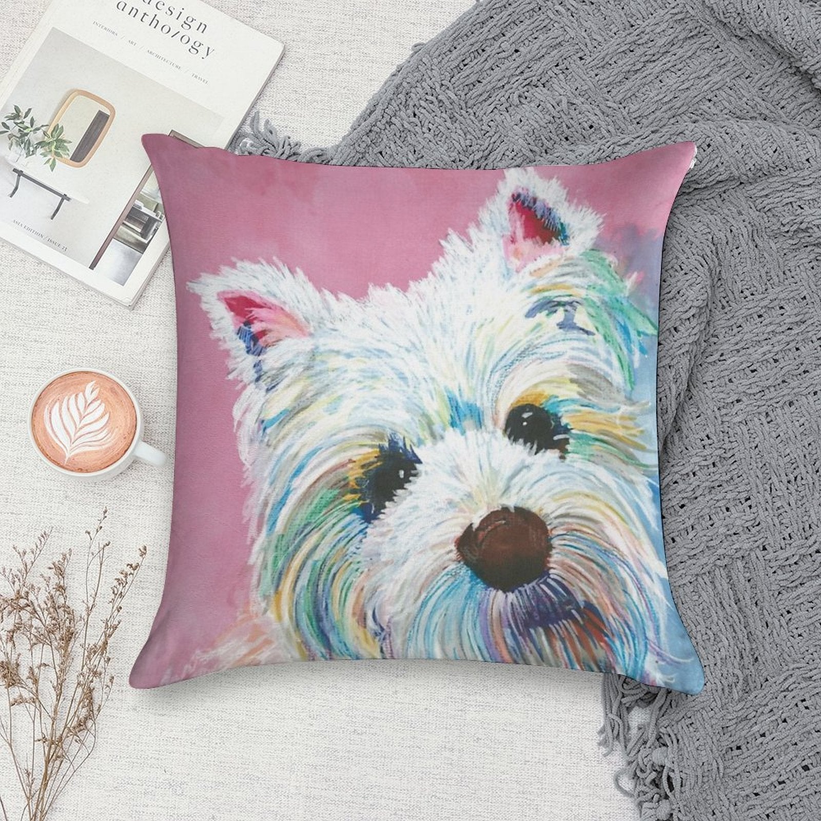 West Highland Terrier Love Soft High-Density Material Throw Pillow