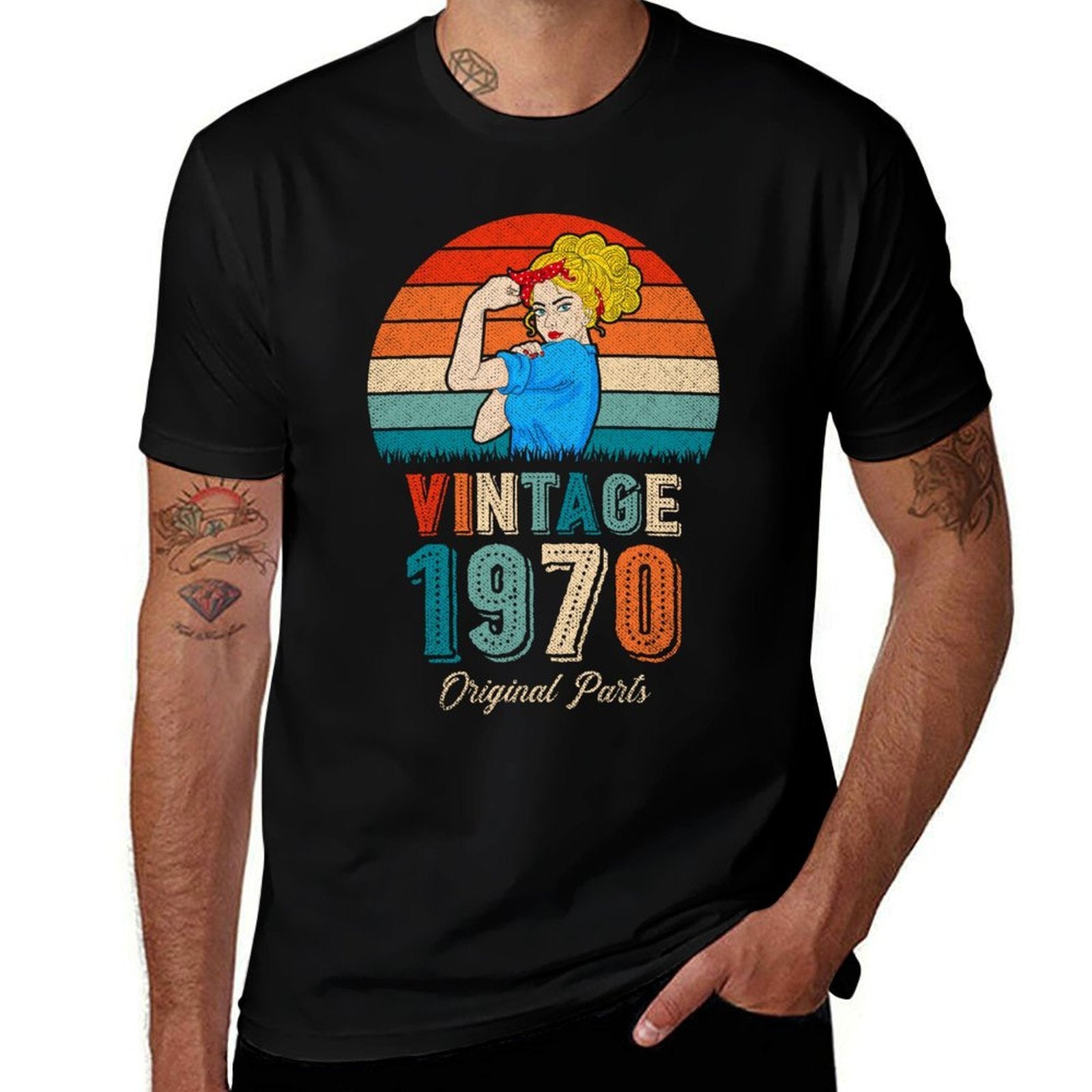 50th Birthday Tshirts For Women Original Parts Vintage 1970 Sweatshirt  Trendy Pattern T-Shirt