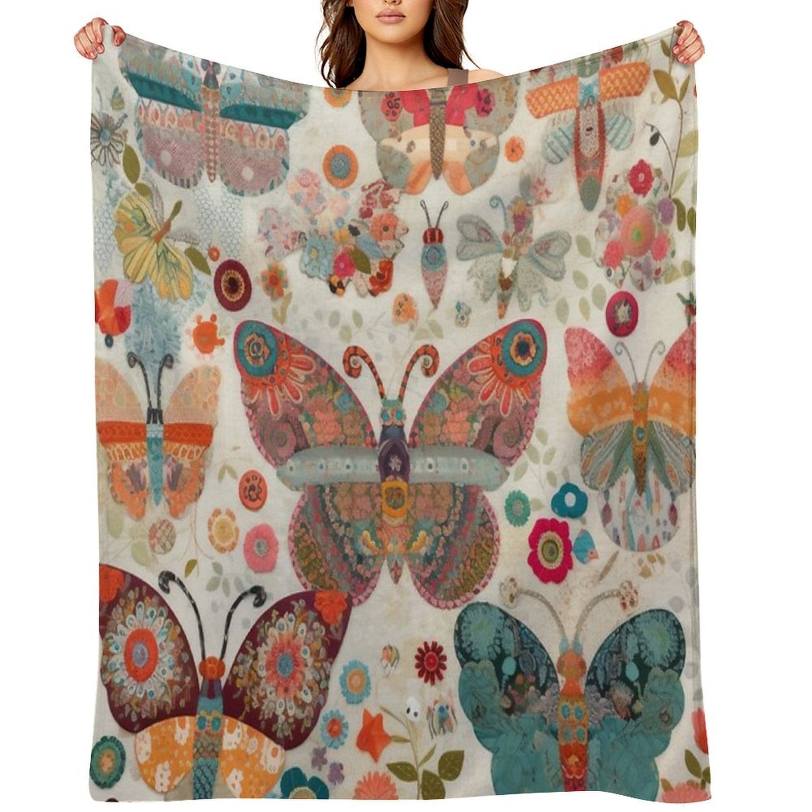 Colorful Whimsical Butterflies And Flowers Puzzle Travel-friendly Throw Blanket