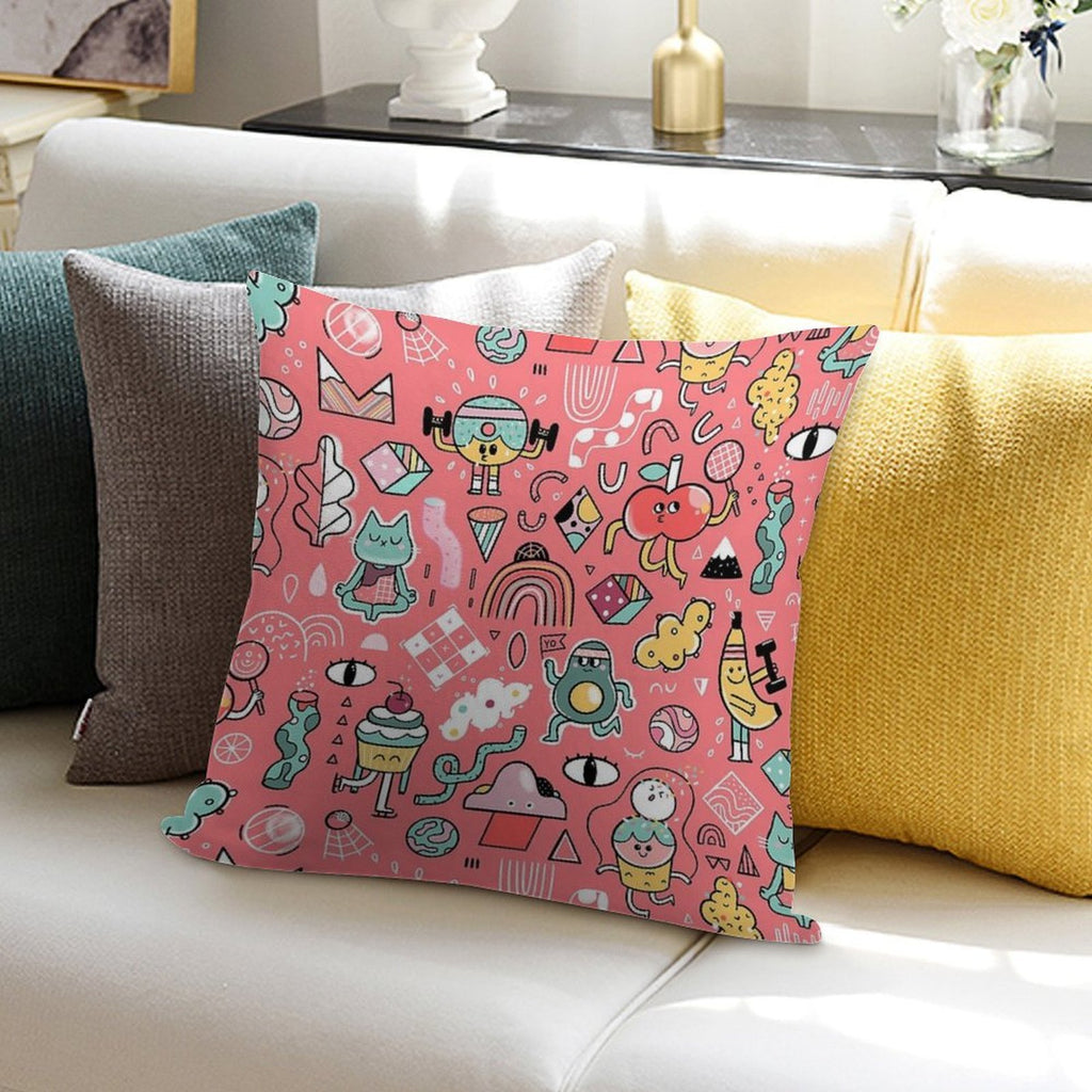 Funny Crazy Avocado, Banana, Ice Cream, Apple, Cat, Cupcake. Fitness Food. Soft Style Accent Throw Pillow