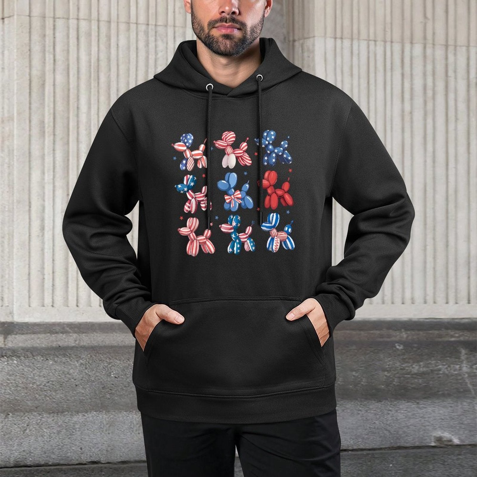 Balloon Dog 4th Of July Patriotic American USA Easy Care Hoodie