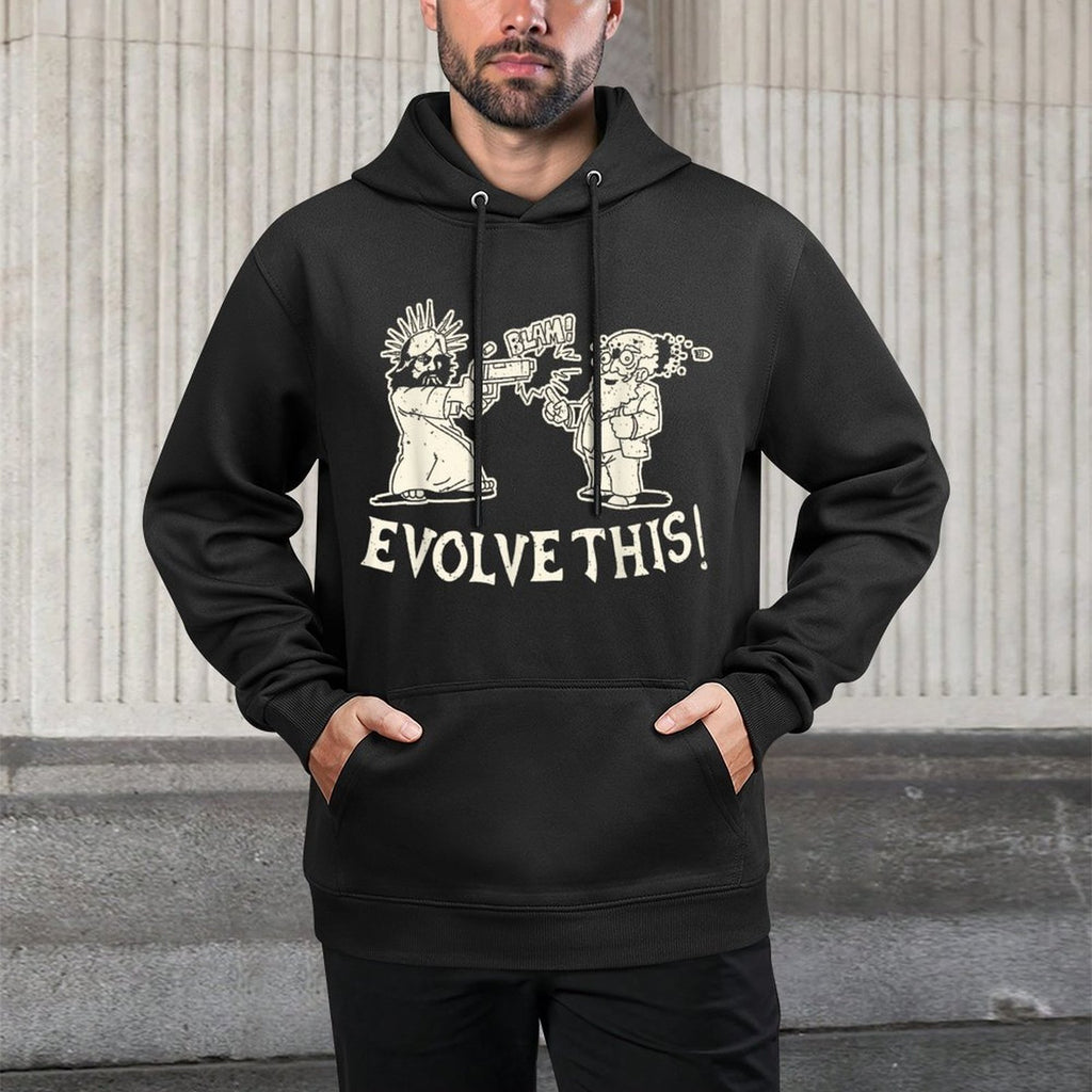 Vintage Evolve This Jesus And Darwin 3 Easy Care Hoodie