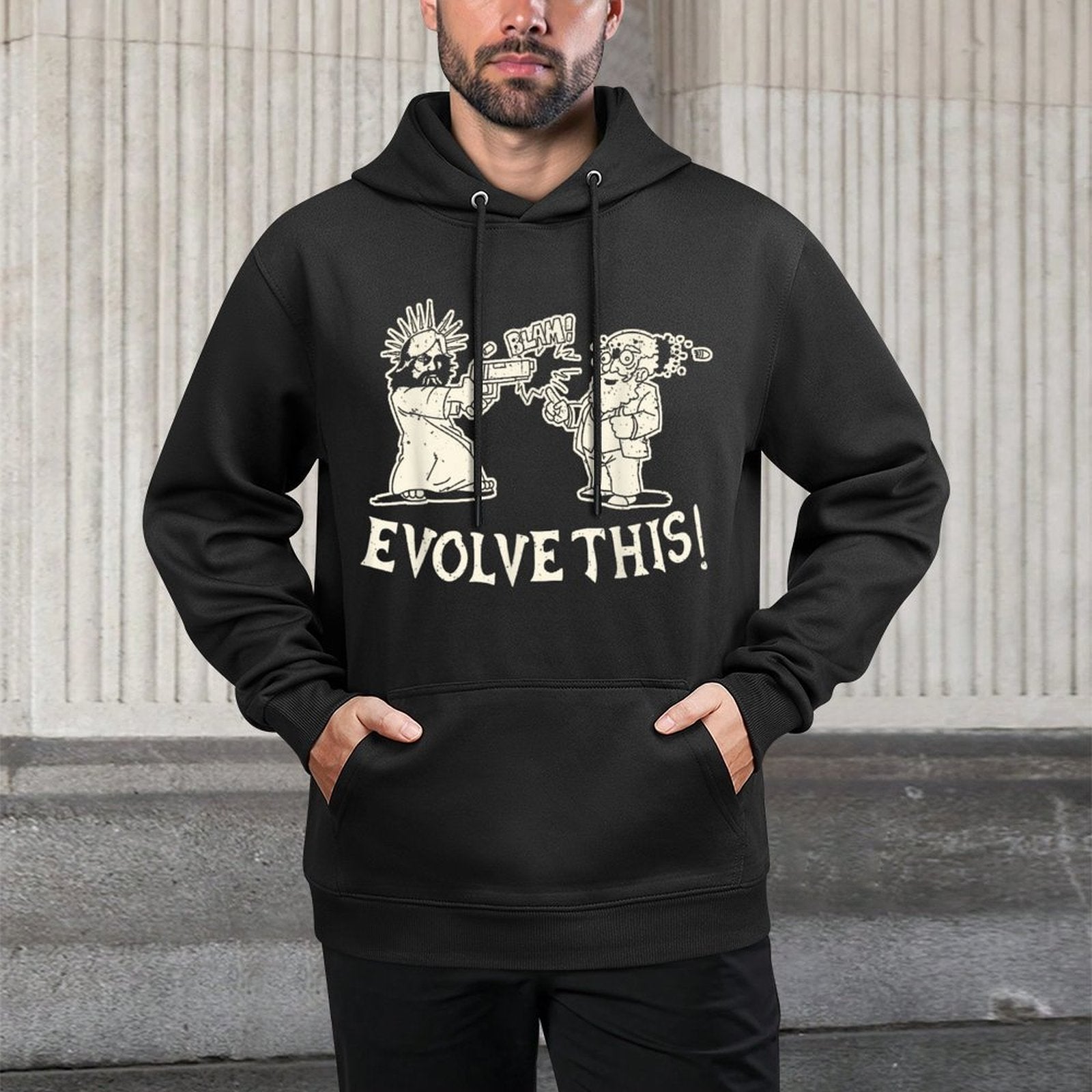 Vintage Evolve This Jesus And Darwin 3 Easy Care Hoodie