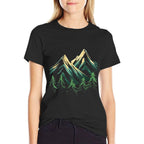 Womens Vector Mountain Landscape  Cotton T-Shirt