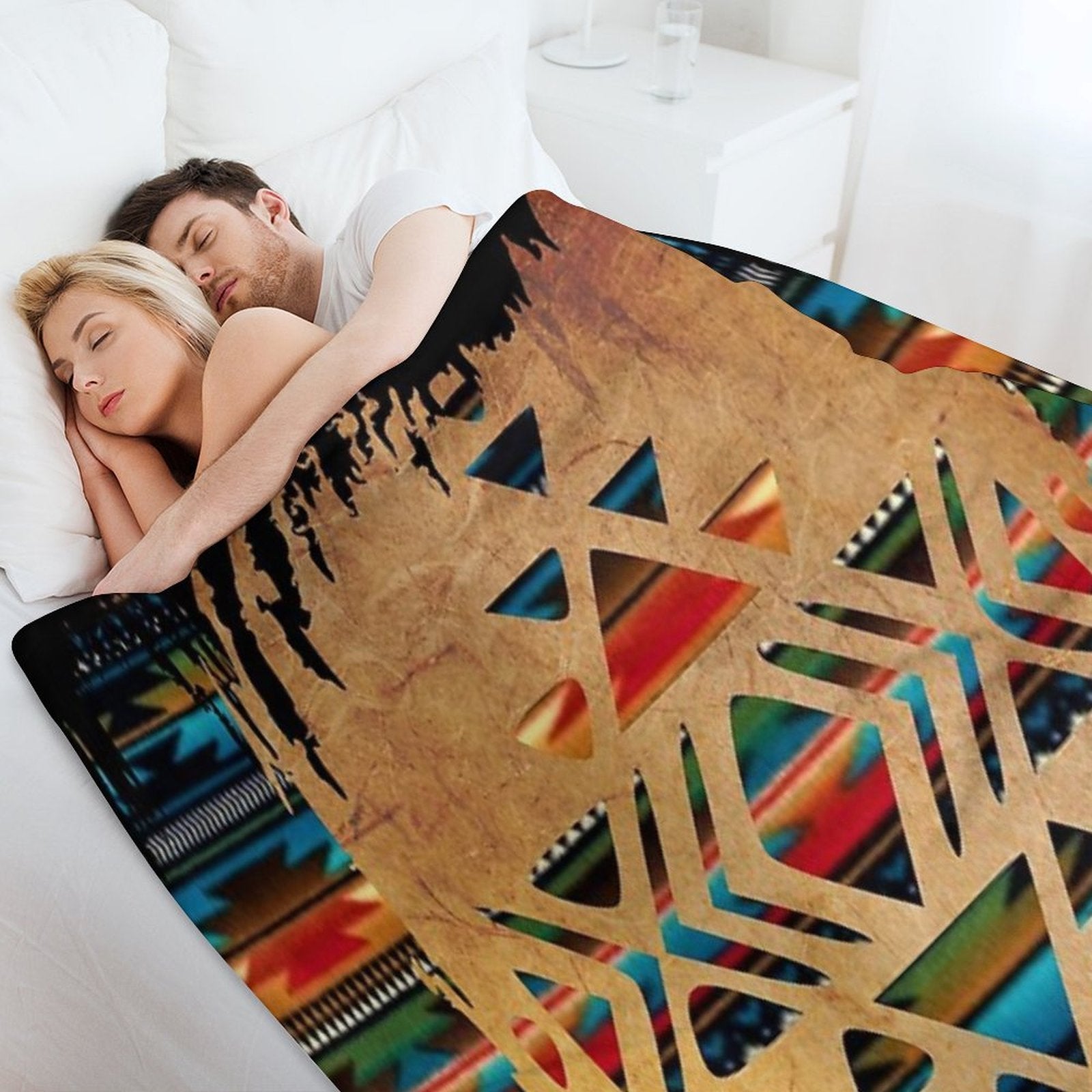 Navajo Pattern - Aztec Brushstroke Design Plush Throw Blanket