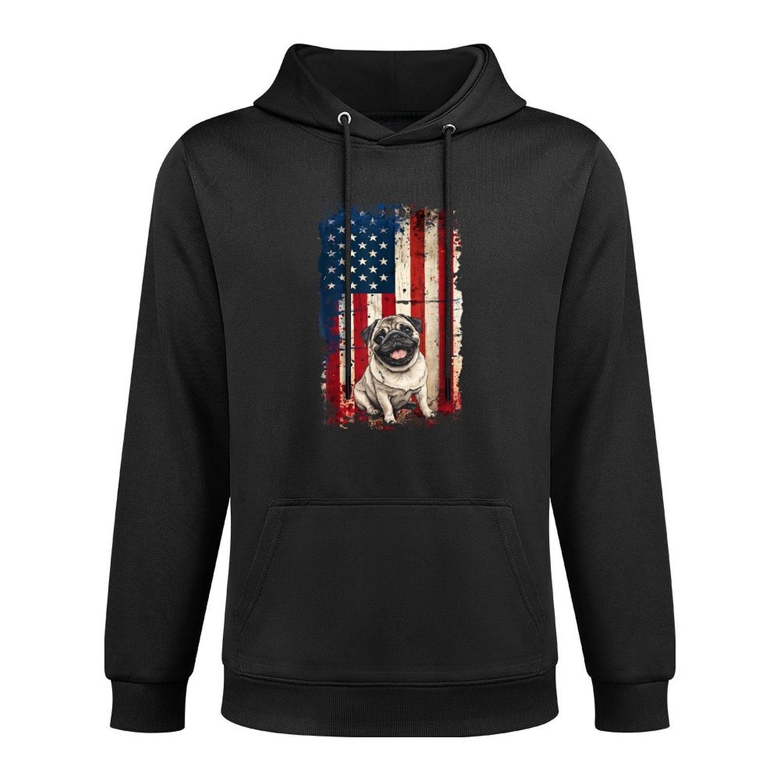 Pug American USA Patriotic 4th of July Unisex Design Hoodie