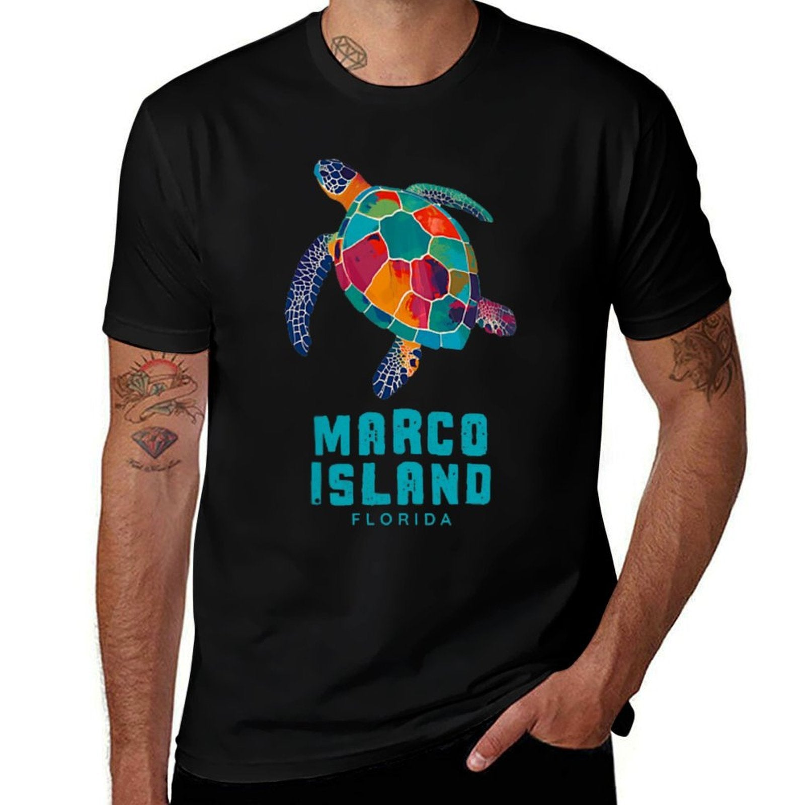Marco Island Florida Sea Turtle Beach Vacation Retro Vintage  Moisture-wicking T-Shirt
