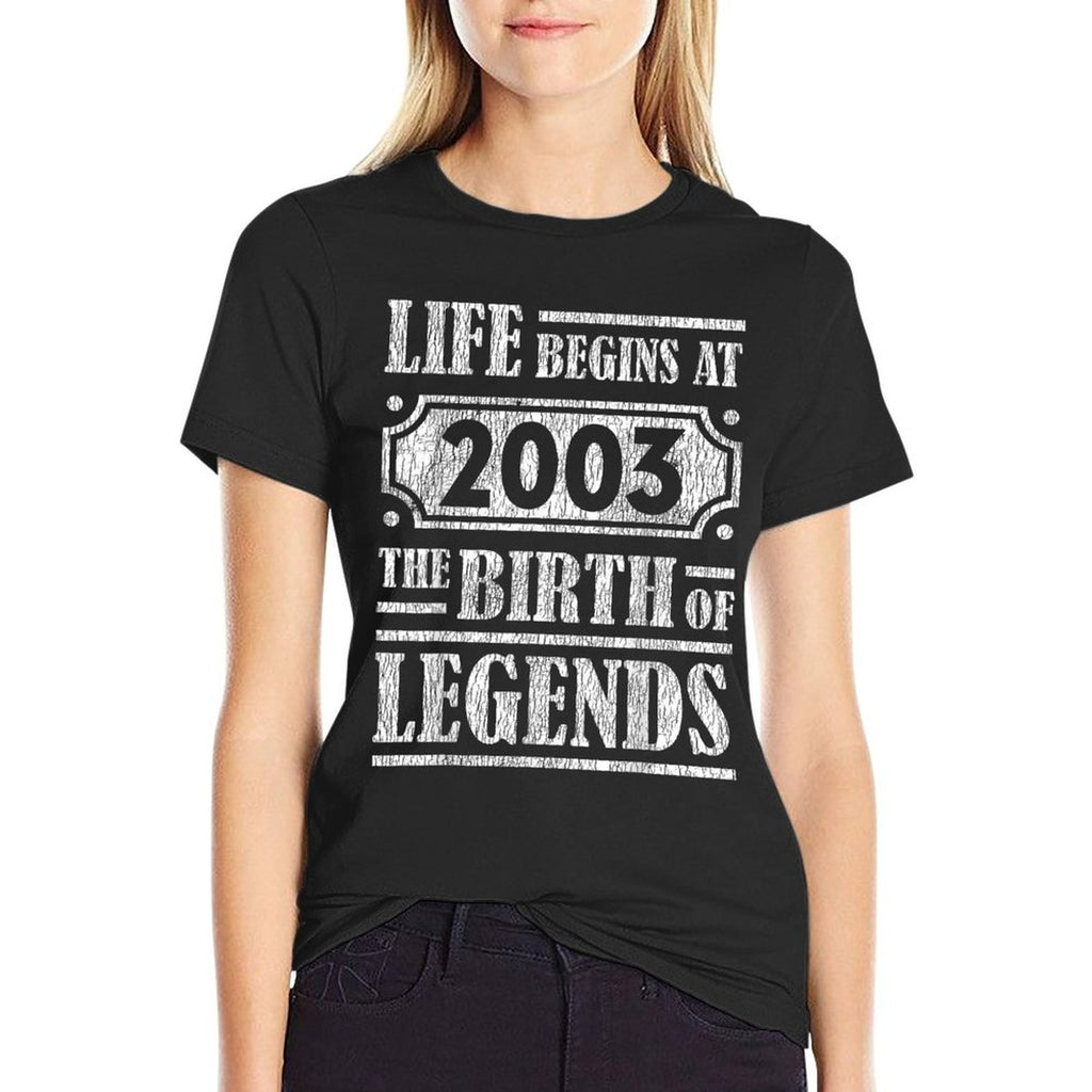 21 Year Old Life Begins 2003 Birth Of Legends 21st Birthday  Oversized Silhouette T-Shirt