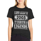 21 Year Old Life Begins 2003 Birth Of Legends 21st Birthday  Oversized Silhouette T-Shirt