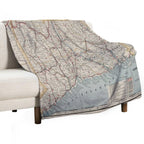 Vintage Connecticut Map Machine-washable Throw Blanket