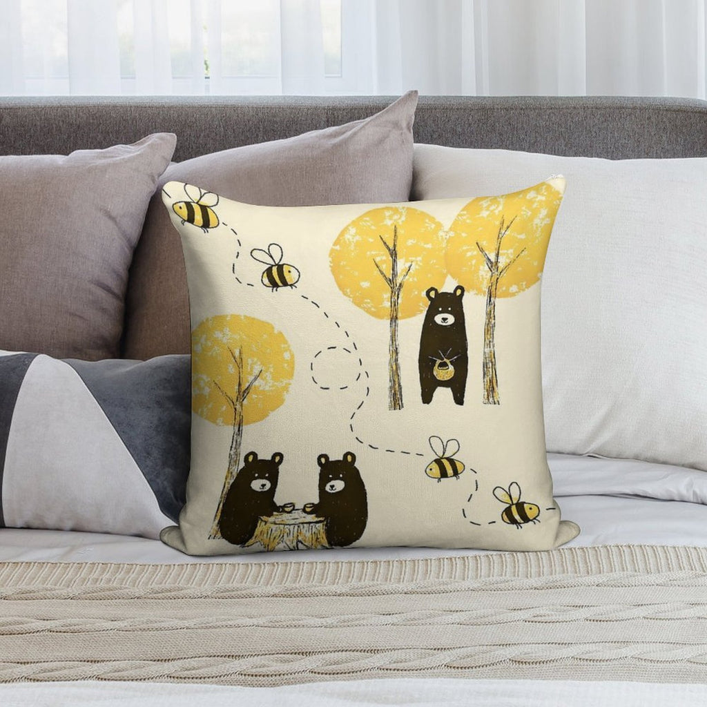 Bear Necessities Pattern Soft Anti-Pilling Throw Pillow