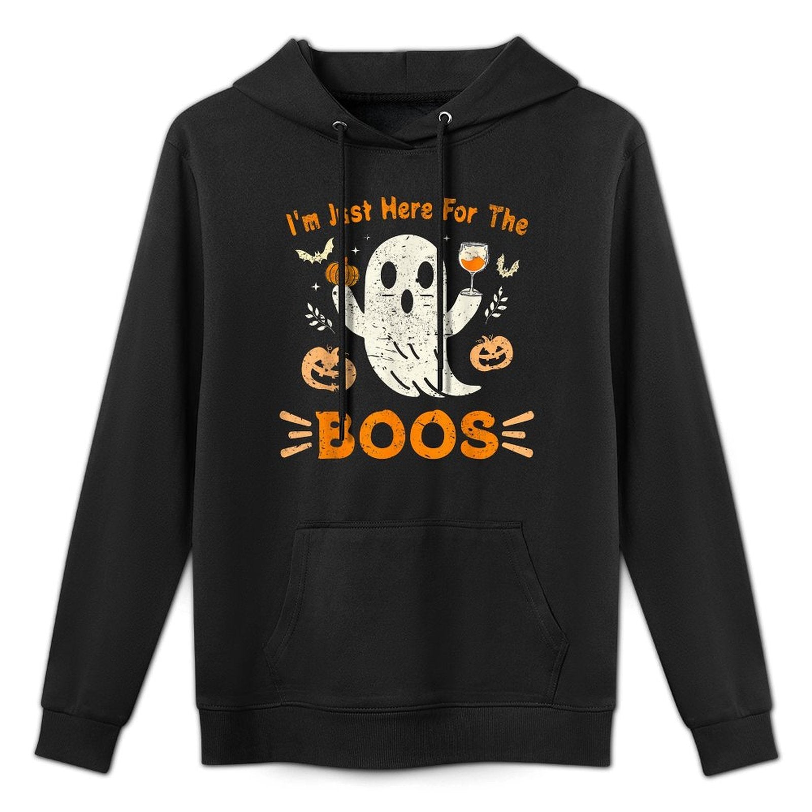 Im Just Here For The Boos Funny Ghost Retro Halloween Moisture-Wicking Hoodie