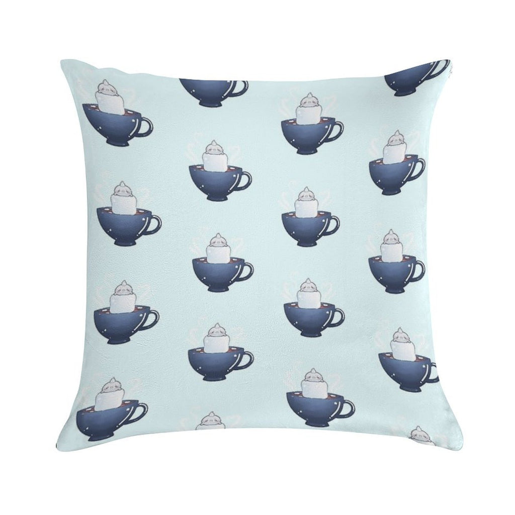 Seal Hot Chocolate Art Print Soft Luxury Feel Throw Pillow