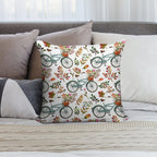 Autumn Bike Ride on White Background Soft Short Plush Fabric Throw Pillow