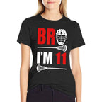 11th Birthday Boy Bro I'm 11 Year Old Lacrosse Theme  Heathered Texture T-Shirt