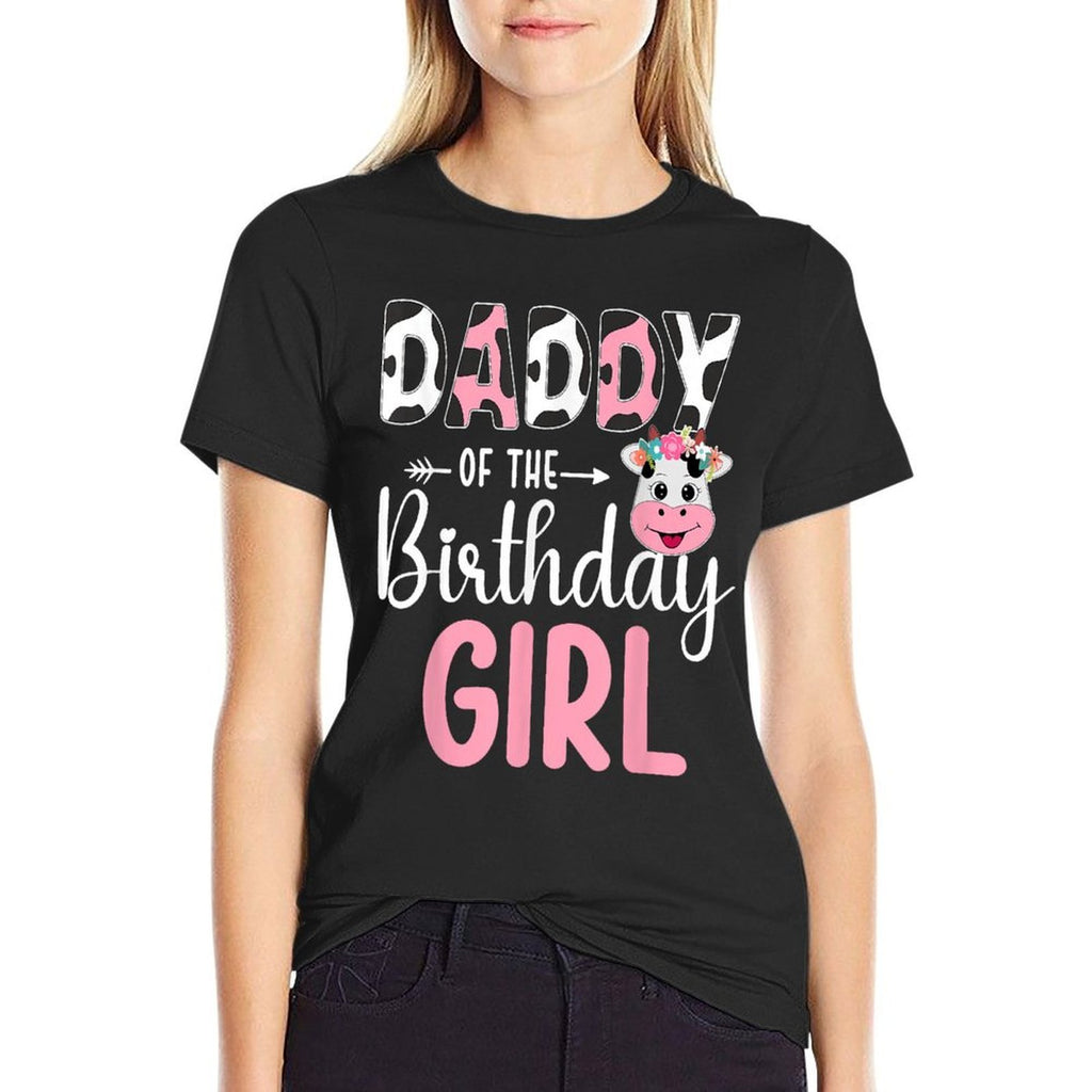 Daddy Of The Birthday Girl Farm Cow 1 St Birthday Girl  Cotton T-Shirt