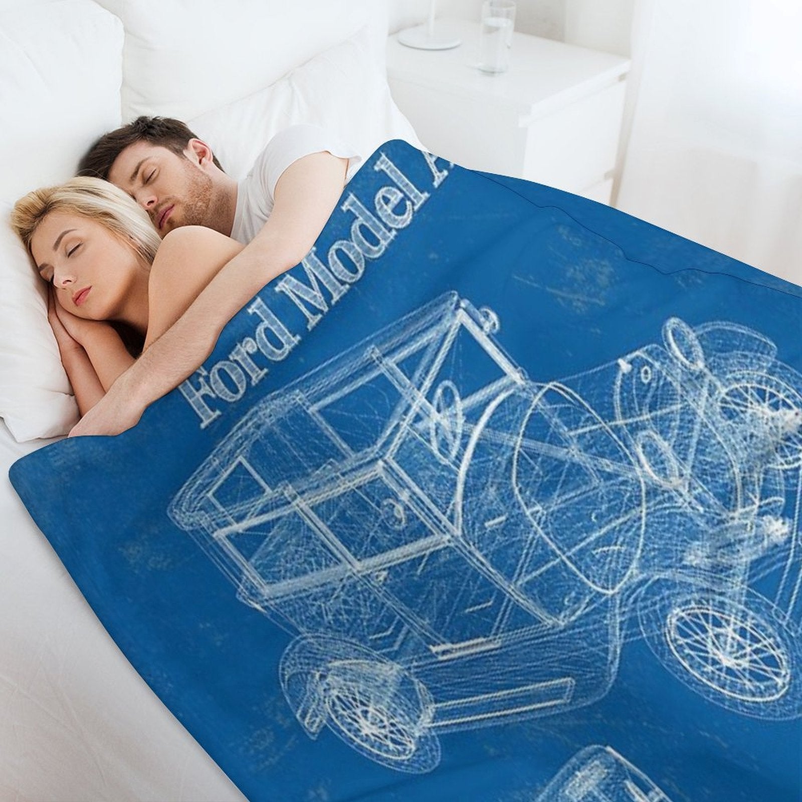 Ford Model A Vintage Blueprint Plush Throw Blanket