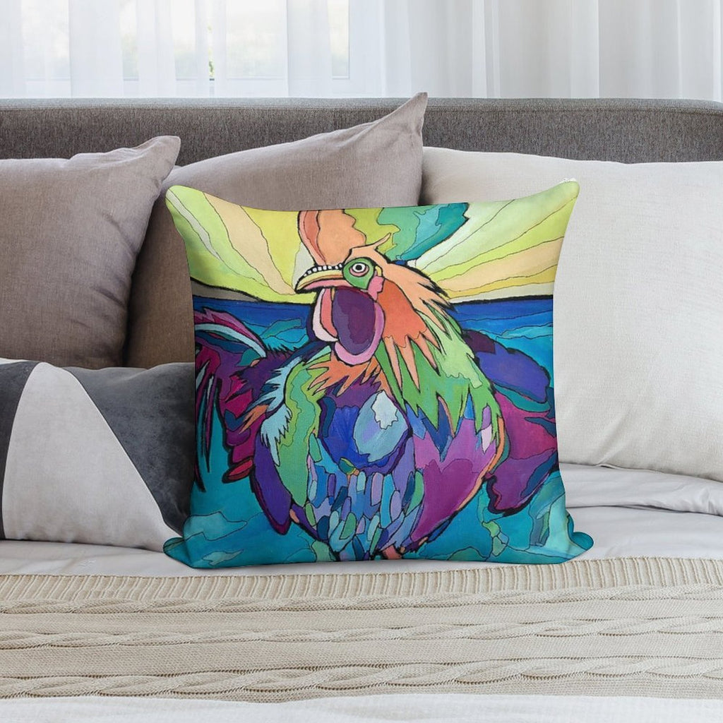 Beach Rooster Soft High-Density Material Throw Pillow