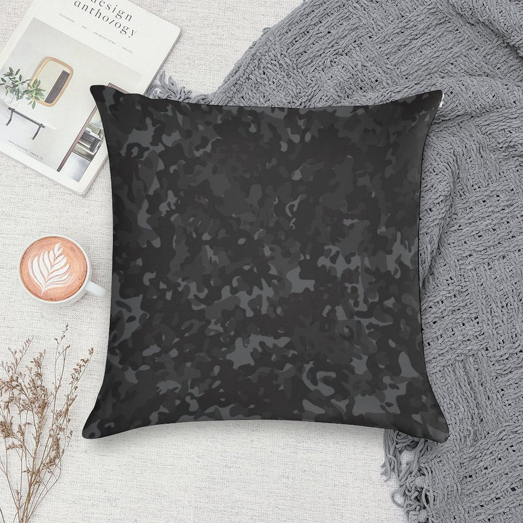 Charcoal Camouflage Black Grey Night Camo Soft Warmth Comfort Throw Pillow