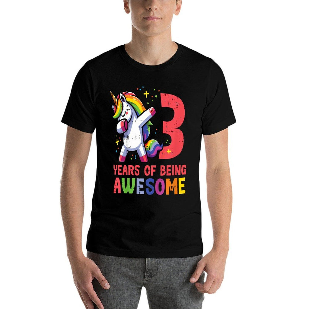Kids 3 Years Of Being Awesome Unicorn Dab 3rd Birthday Girls Kids  Versatile T-Shirt
