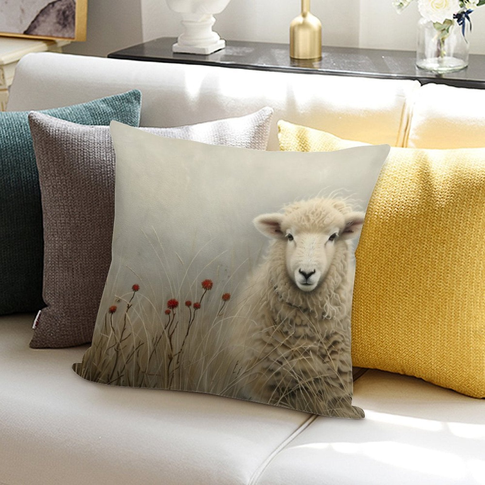 Bonny The Sheep Soft Skin-Friendly Throw Pillow