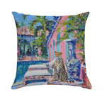 Cheetah at The Swimming Pool in Palm Beach Soft Luxury Feel Throw Pillow