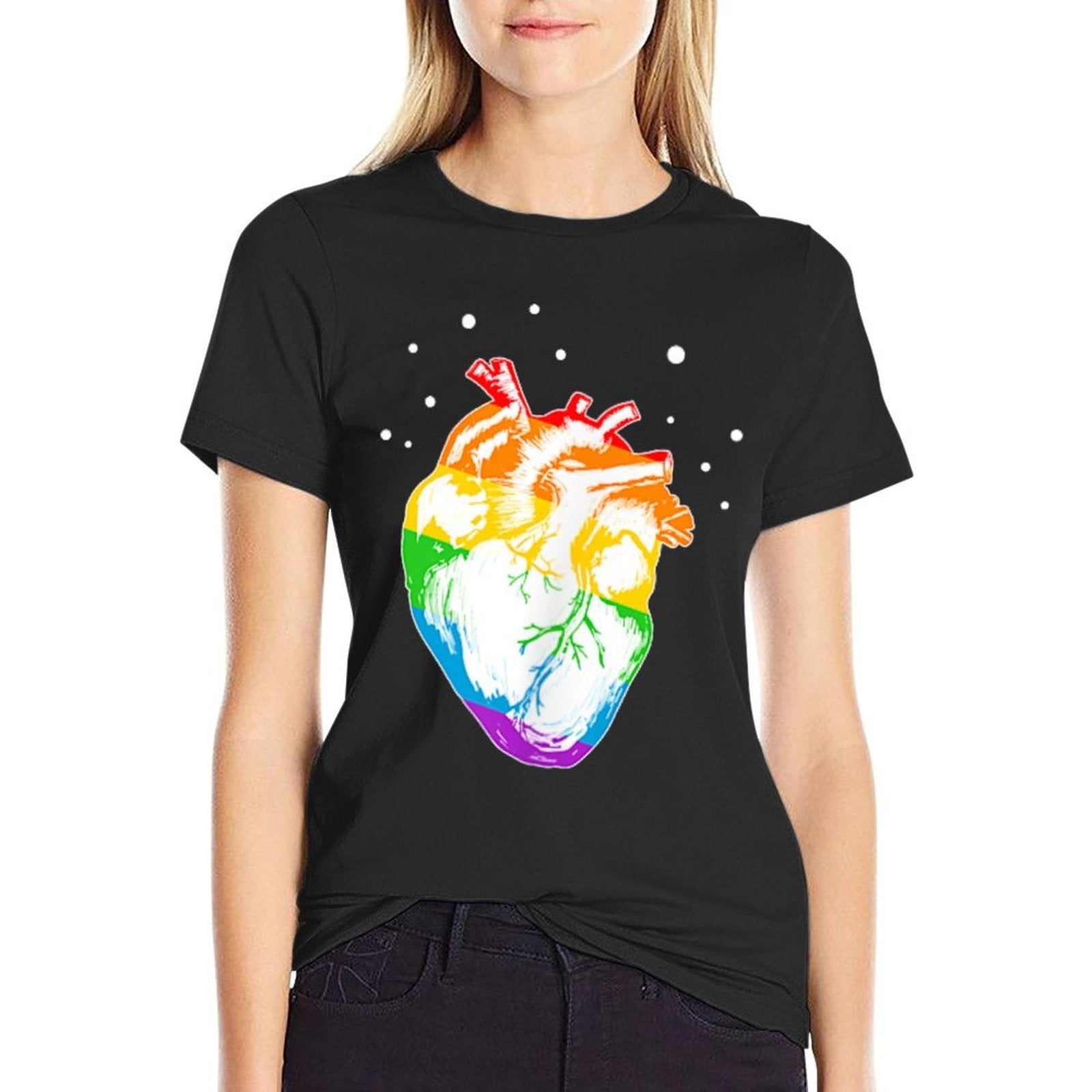 Anatomical Heart LGBT-Q Gay Pride Rainbow Proud Ally  Trendy Pattern T-Shirt