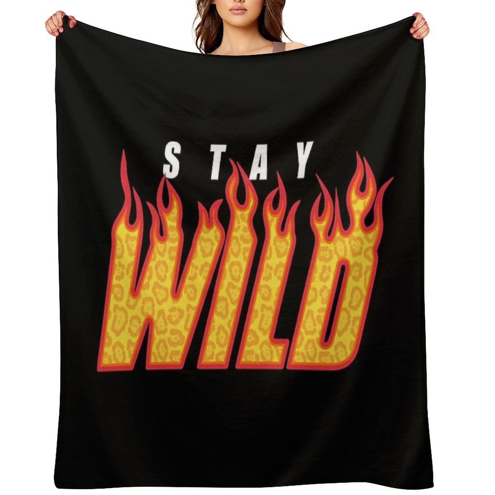 Stay Wild Fire Ben Azelart Lightweight Throw Blanket