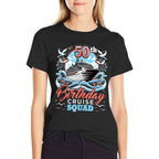 50th Birthday Cruise Squad - Nautical Celebration  Heathered Texture T-Shirt