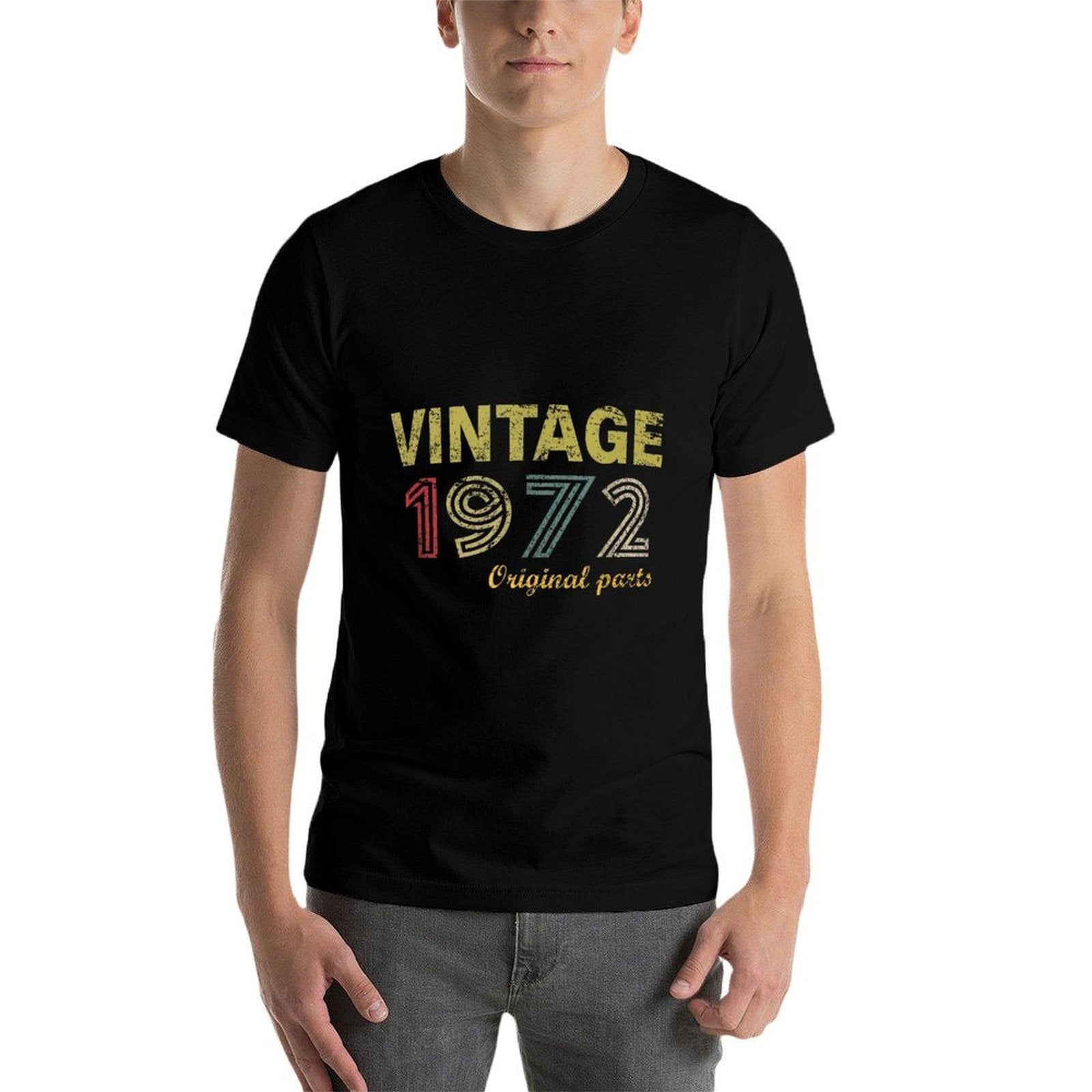 Vintage 1972 53 Year Old Bday Men Women 53rd Birthday  Ribbed Collar T-Shirt