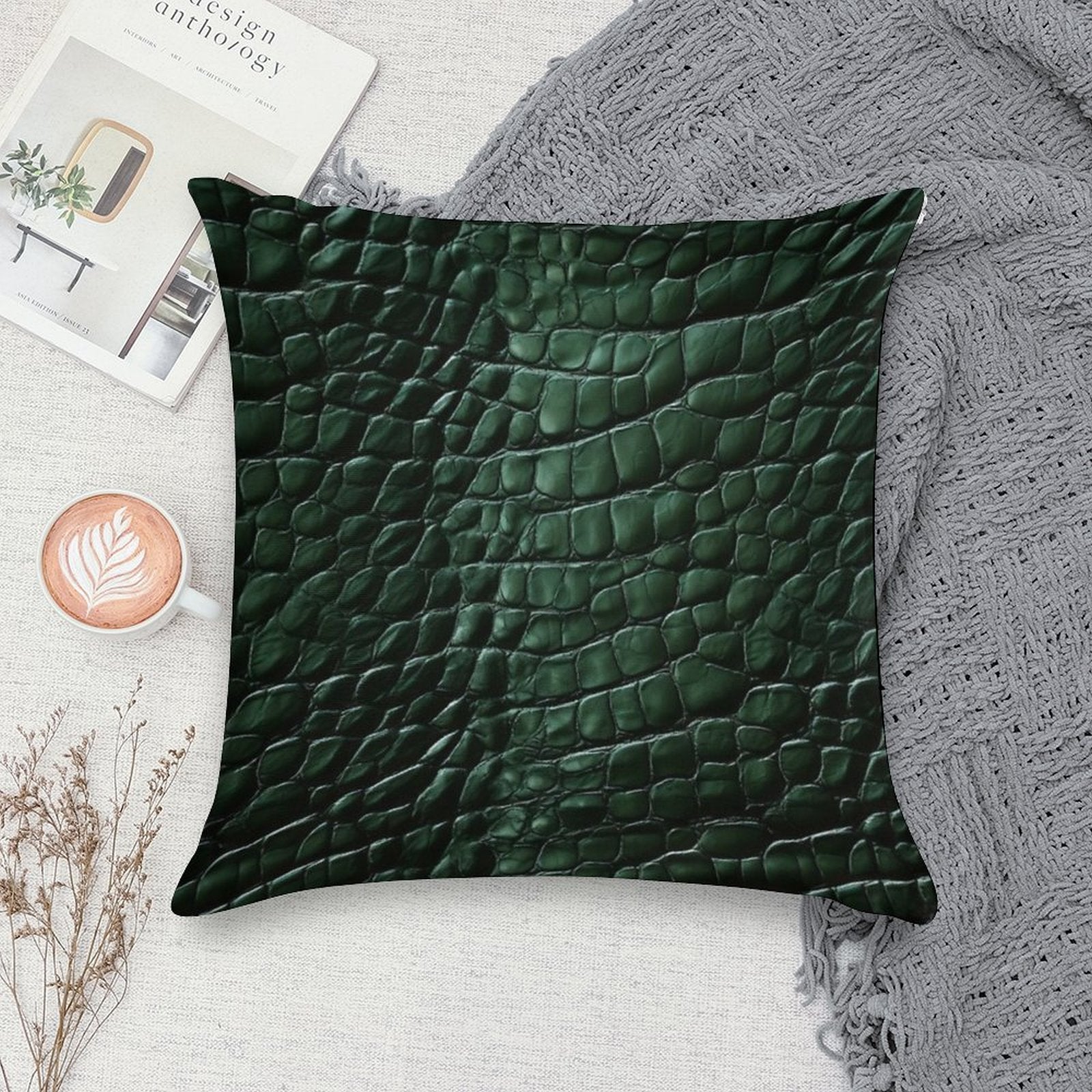 Crocodile Skin Soft Anti-Pilling Throw Pillow