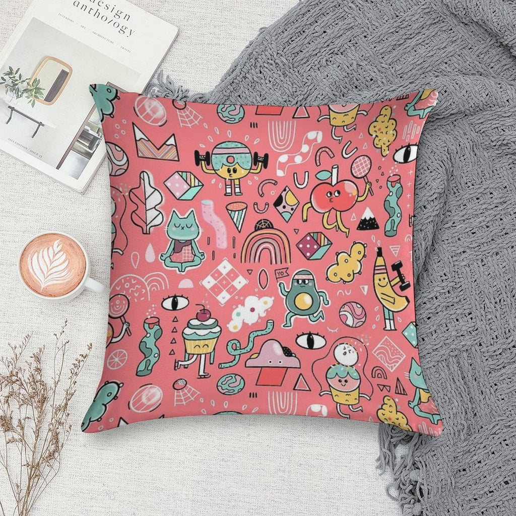 Funny Crazy Avocado, Banana, Ice Cream, Apple, Cat, Cupcake. Fitness Food. Soft Style Accent Throw Pillow