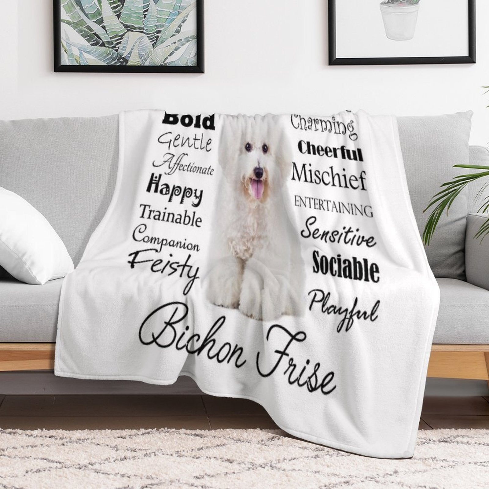 Bichon Frise Traits Easy Care Throw Blanket