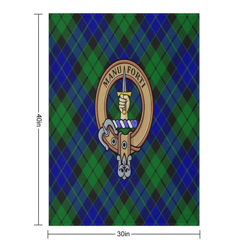Clan MacKay Crest over Tartan Compact Throw Blanket