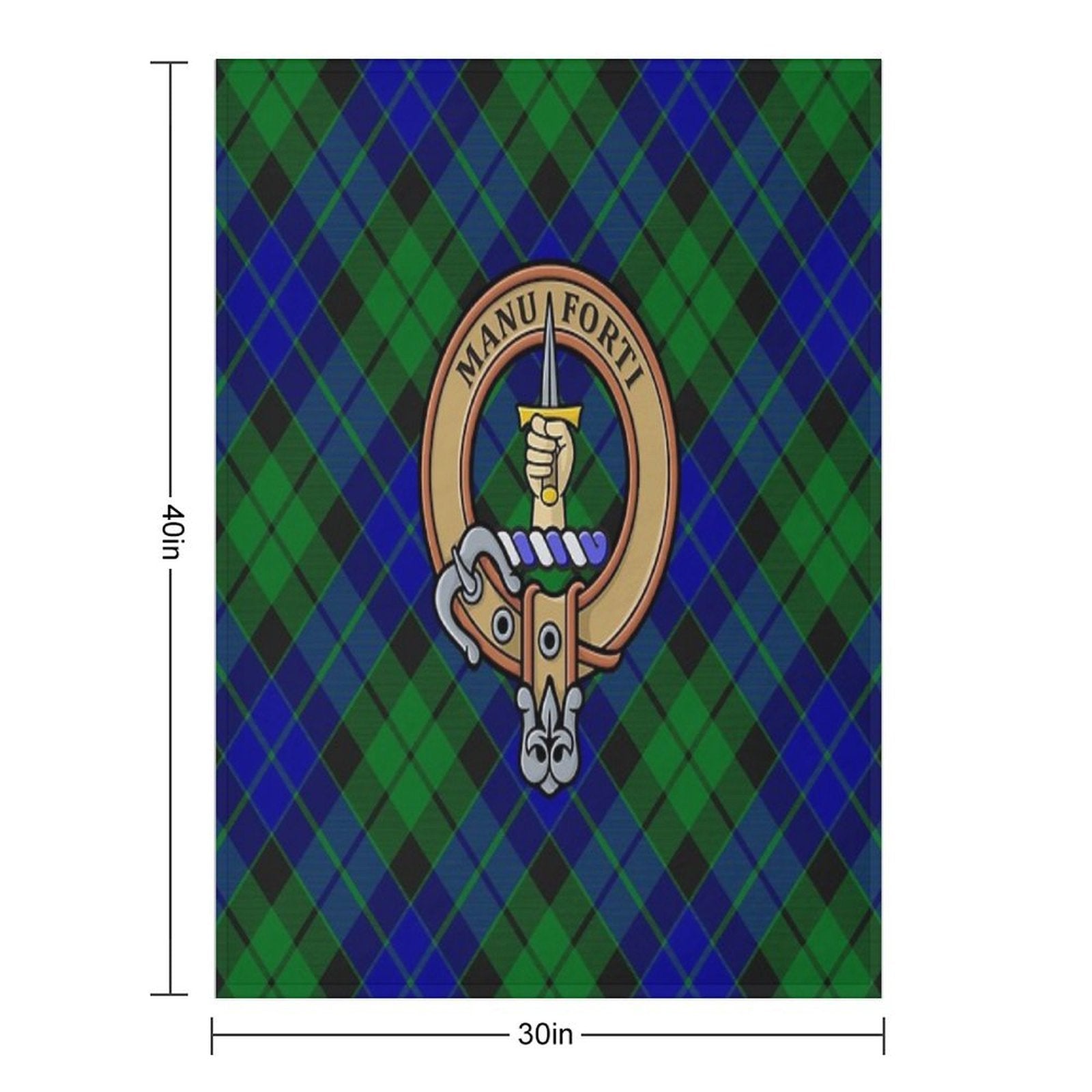 Clan MacKay Crest over Tartan Compact Throw Blanket