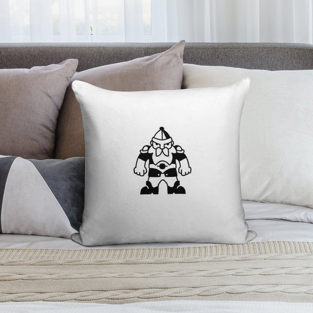 Black And White Viking Soft Short Plush Fabric Throw Pillow