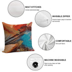 Rust, Aqua Blue, Brown & Gold Metallic  - Fluid Artist - Abstract Modern Art Alcohol Ink Painting Soft Easy Maintenance Throw Pillow