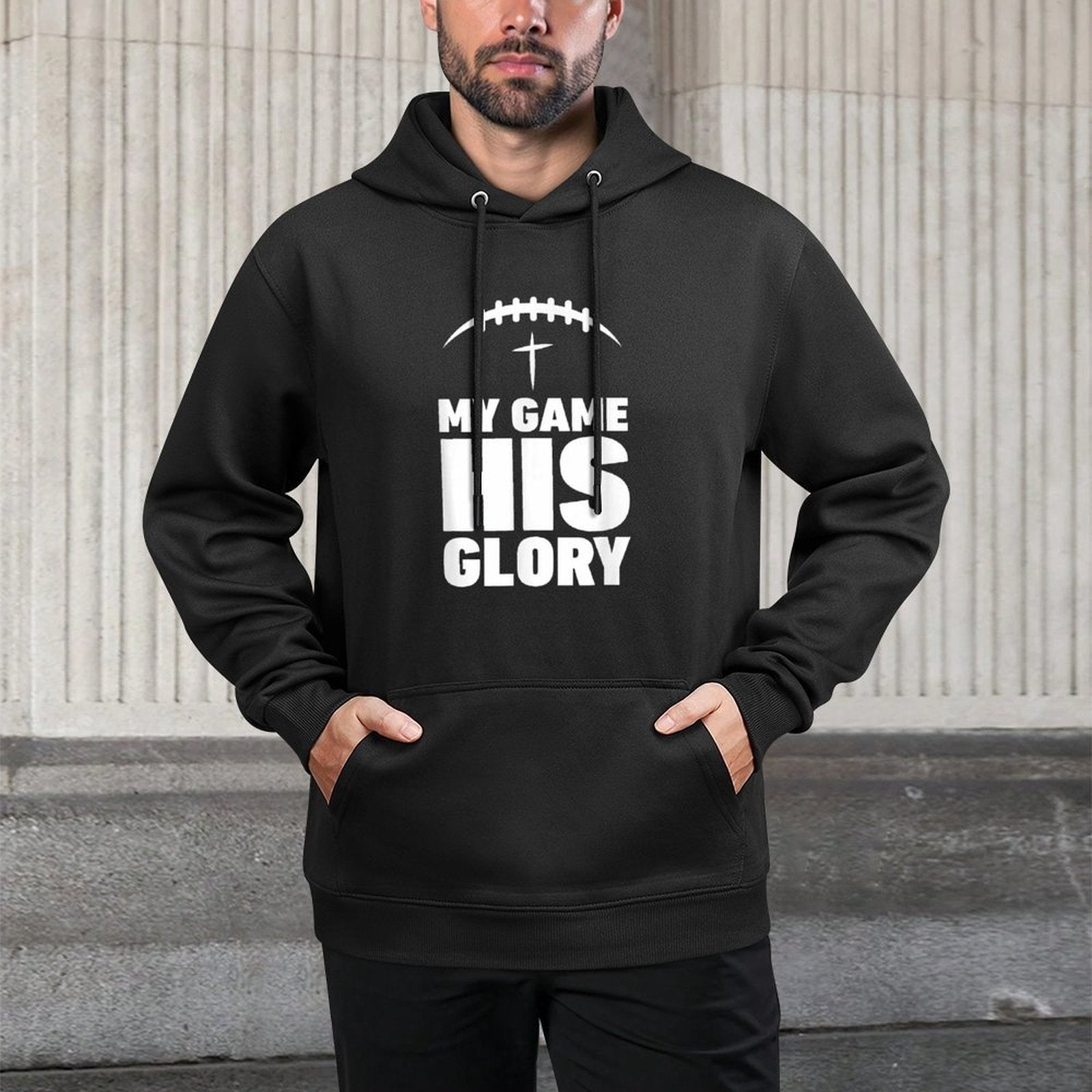 My Game His Glory Football Christian Jesus Winner Men Colorfast Hoodie