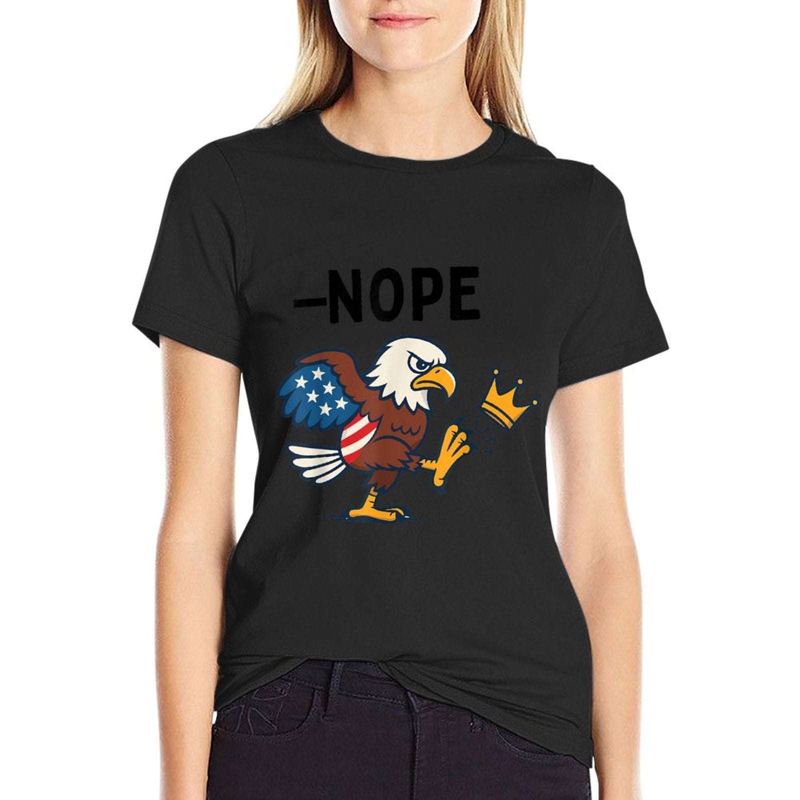 Nope, No Kings In America USA Bald Eagle 4th Of July Resist  Wrinkle-resistant T-Shirt