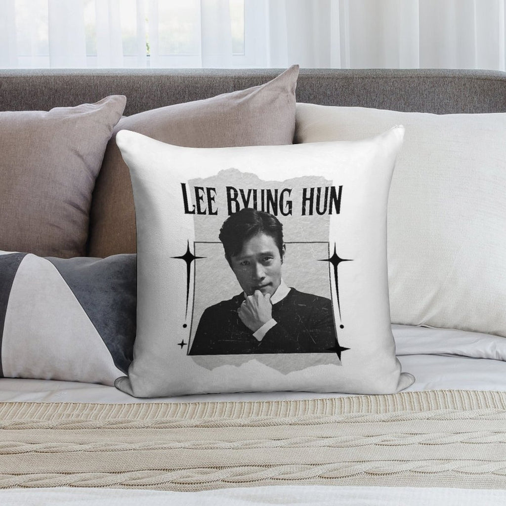 Lee Byung-hun Korean Actor Preppy Black And White Scrapbook Collage Design Soft Multiple Sizes Throw Pillow