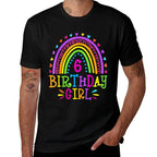 6 Year Old 6th Birthday Girl Rainbow  Slim-fit Cut T-Shirt